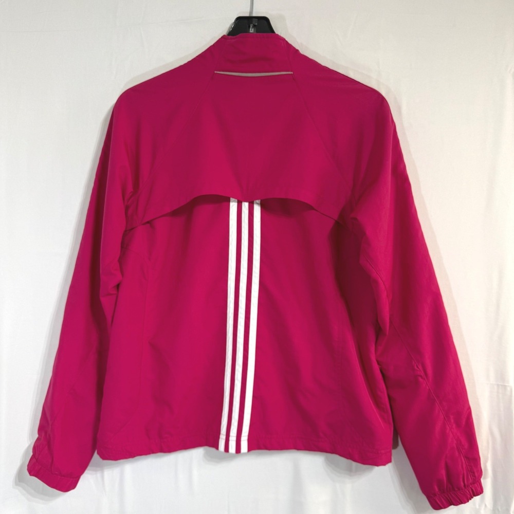 Y2K Adidas Womens Fuchsia Pink Full Zip‎ Windbreaker Track Jacket Size Medium - Picture 3 of 12